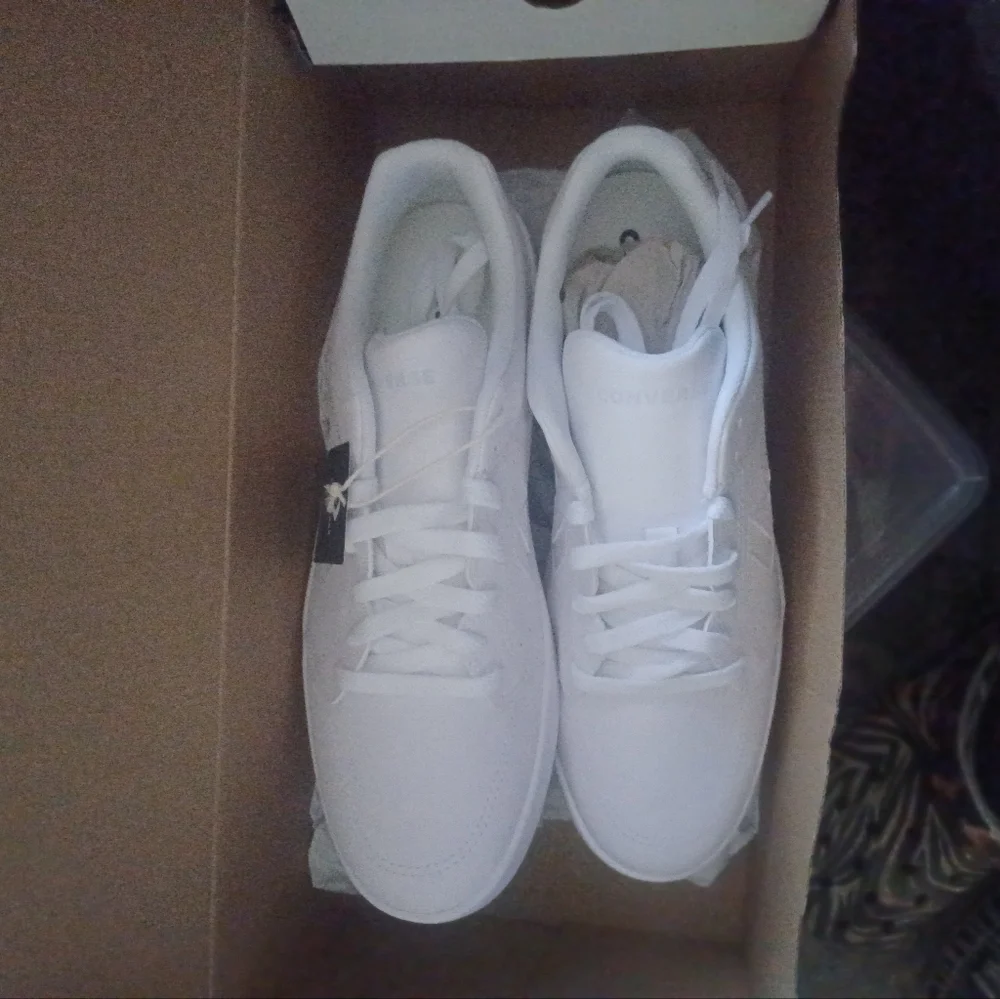 Mens Converse Day One Court Shoes Size 9.5 Triple White Sneakers BNIB - Picture 5 of 6